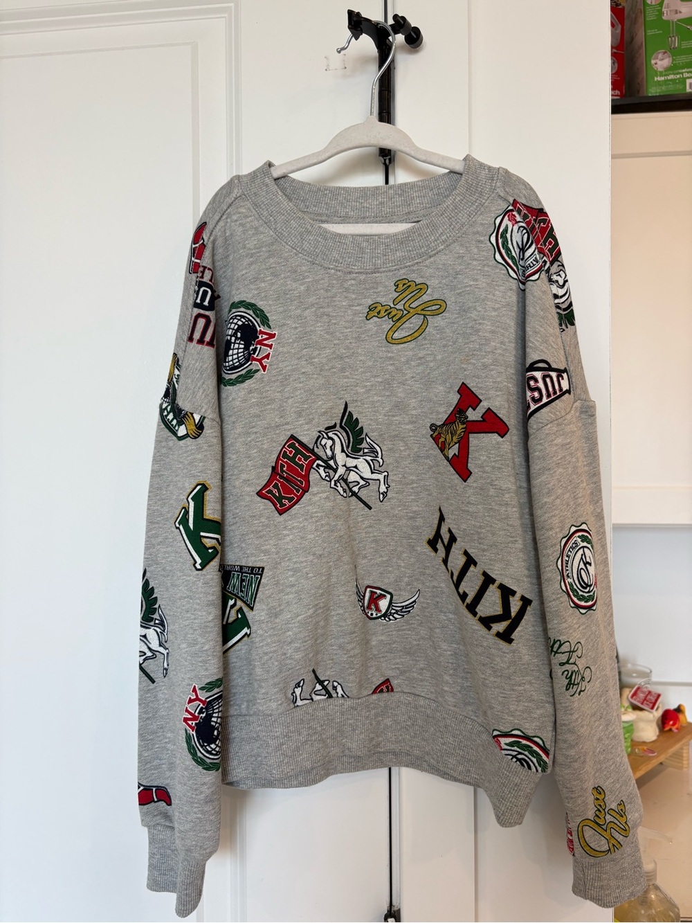 Kith Gray Graphic Sweatshirt with Red Green Yellow Accents